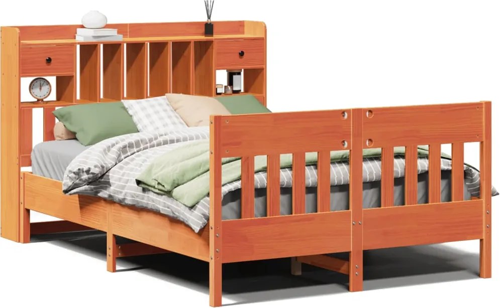 vidaXL Cadru de pat fără saltea, maro ceruit 150x200 cm lemn masiv pin