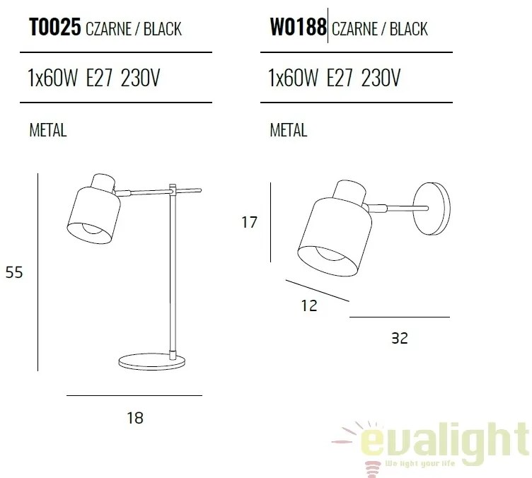 Veioza / Lampa de masa design modern Black T0025 MX