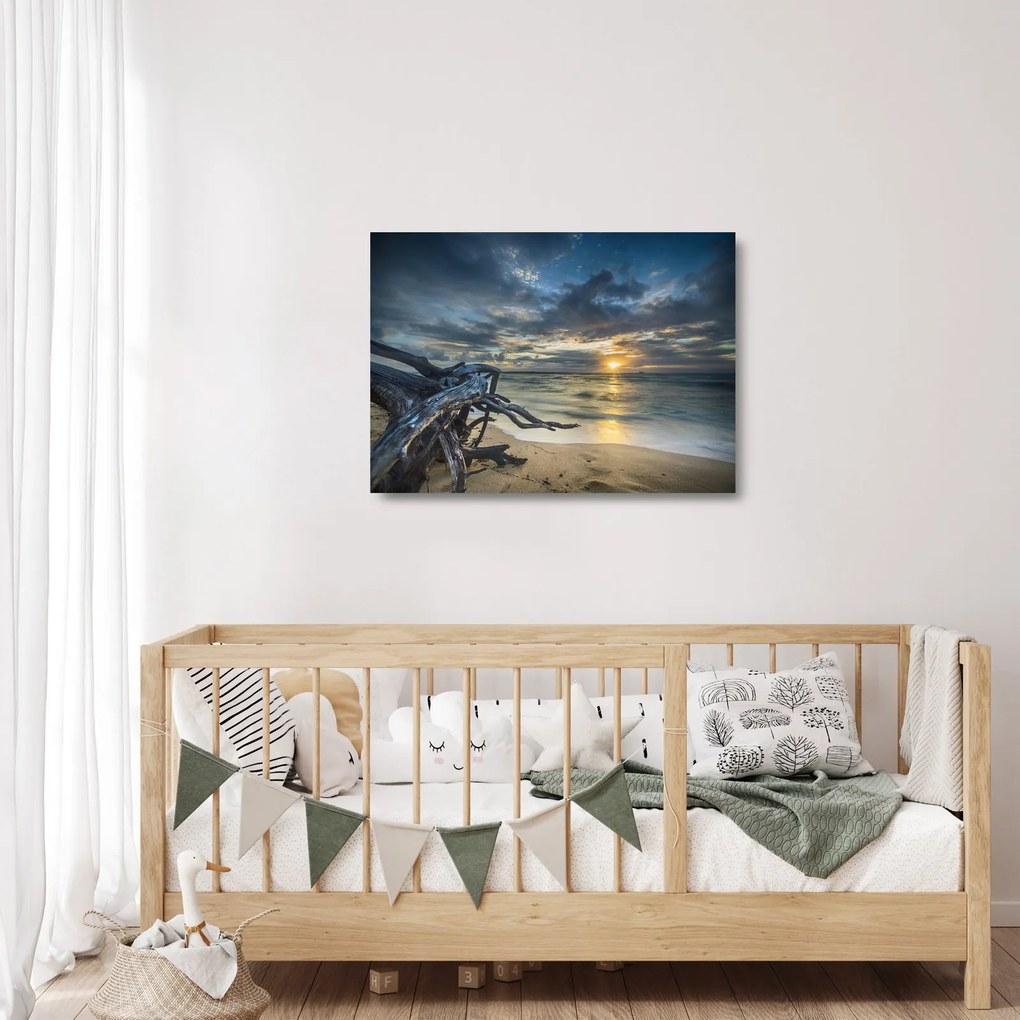 Tablou pe sticlă cu marea în apus de soare (70x50 cm)