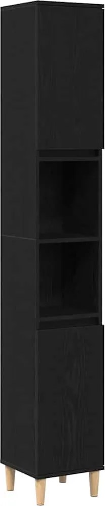 vidaXL Dulap de Baie Stejar Negru 30 x 30 x 190 cm Lemn compozit