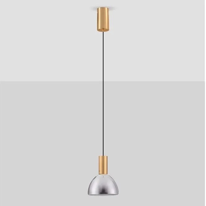 Pendul LED modern, Metal, Sticla, Fumuriu, Voi