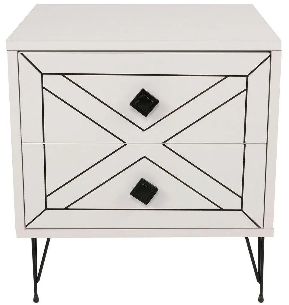 Noptiera Glynn Nightstand, Crem, 40x55x50 cm