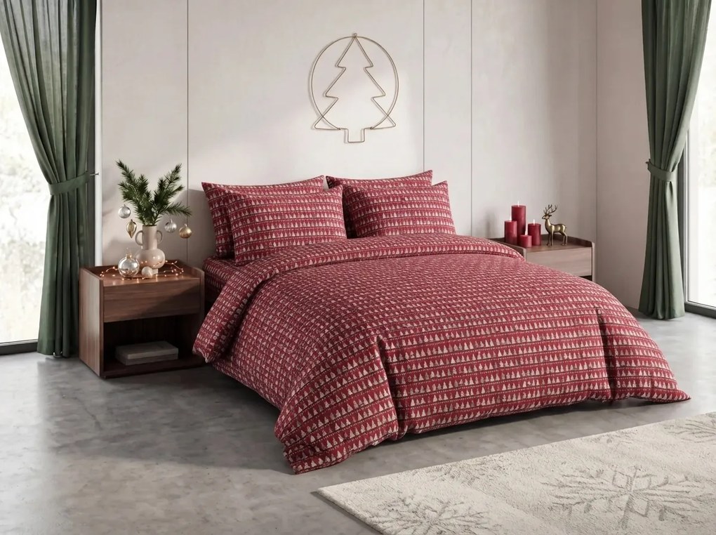 Lenjerie de pat din bumbac BURGUNDY TREES vinove Dimensiune lenjerie de pat: 70 x 90 cm | 140 x 200 cm
