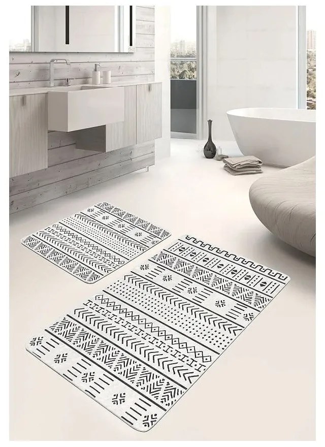 Covorașe de baie negre-albe 2 buc. 60x100 cm – Mila Home