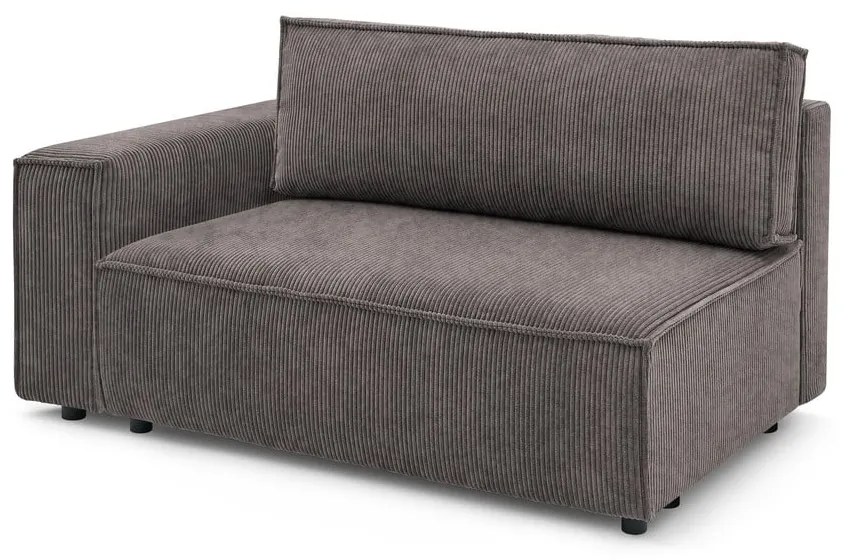 Modul pentru canapea maro deschis cu tapițerie din catifea reiată (cu colț pe partea stângă ) Nihad modular – Bobochic Paris