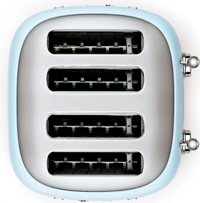 Prăjitor de pâine SMEG 50's Style TSF03PBEU, 2000 W, 4 felii, 6 niveluri, Tava pentru firimituri, Cablu integrat, Oțel inoxidabil, Albastru