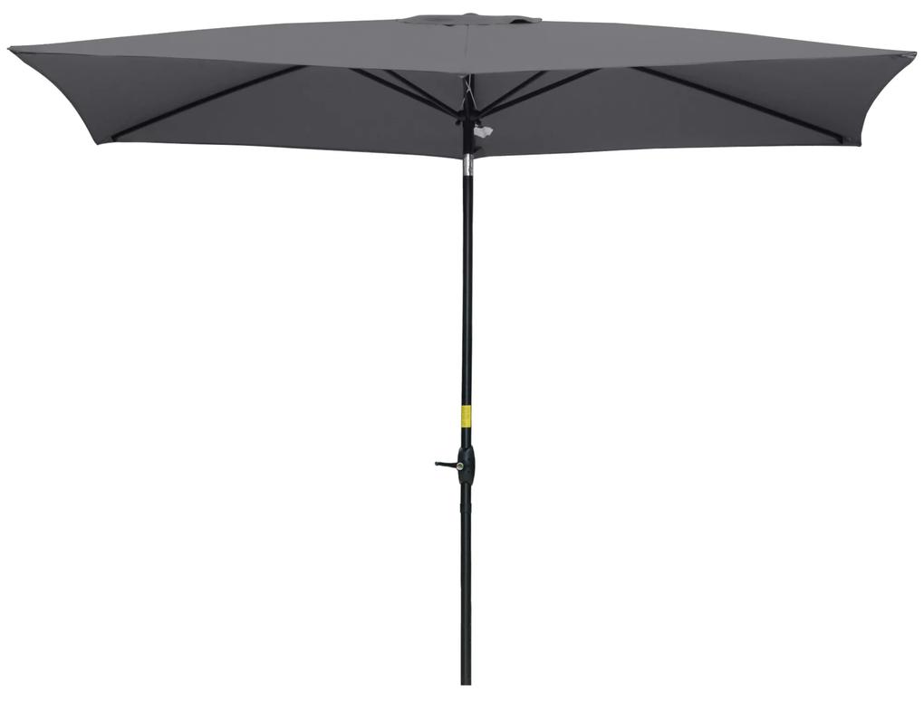Umbrela de Gradina Dreptunghiulara Outsunny UV 50+, 200x300cm, Gri Inchis | Aosom RO