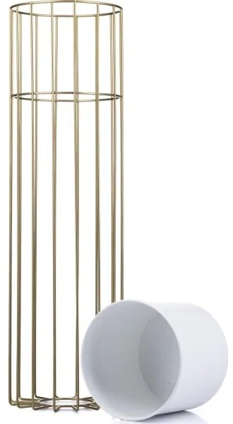 Ghiveci metalic de flori LOFT 70x20 cm auriu/alb