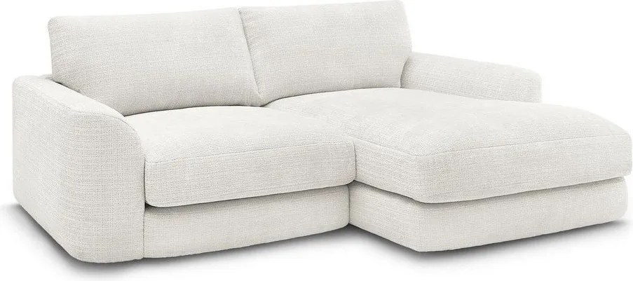 Colțar alb cu tapițerie din chenille (cu colț pe partea dreaptă/cu șezlong) Leonore – Bobochic Paris