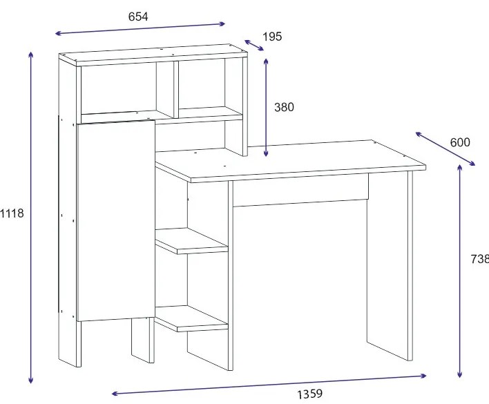 Birou Bugra Alb 135.9x111.8x60 cm