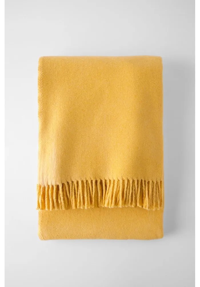 Pled din amestec de bumbac Euromant Basics, 140 x 180 cm, galben