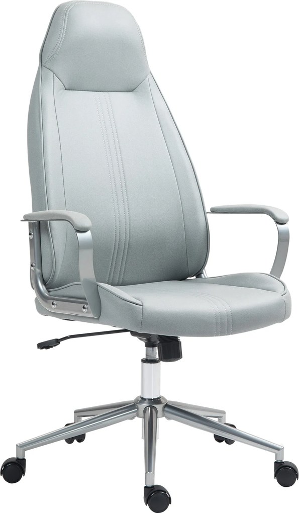 HOMCOM Fotoliu birou fauteuil de birou înălțime reglabilă funcție de balans cu rotile pivotante 68 x 65 x 119-128,5 cm gri | Aosom Romania