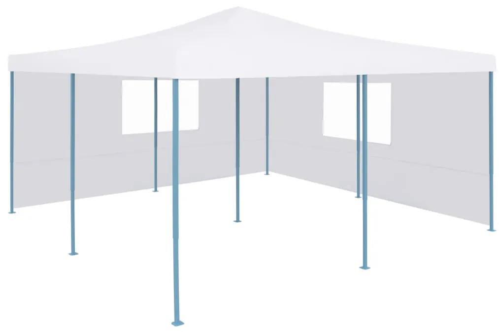 Pavilion pliabil cu 2 pereti laterali, alb, 5 x 5 m