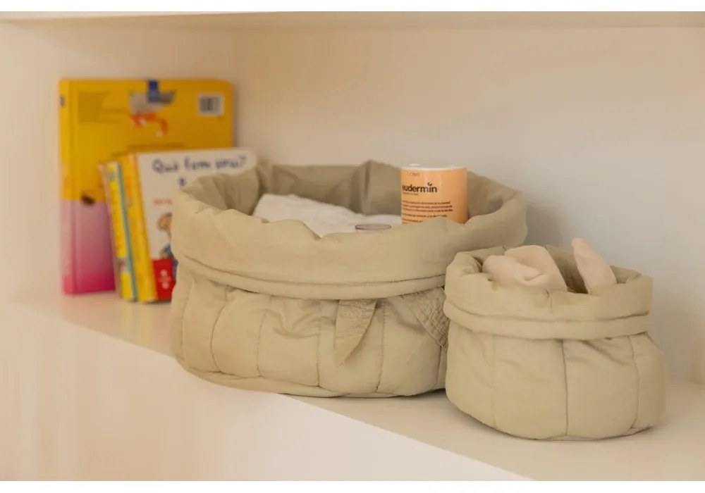 Cutii de depozitare pentru copii verde-deschis 2 buc. din material textil ø 30x20 cm Bambie Olive – Lorena Canals