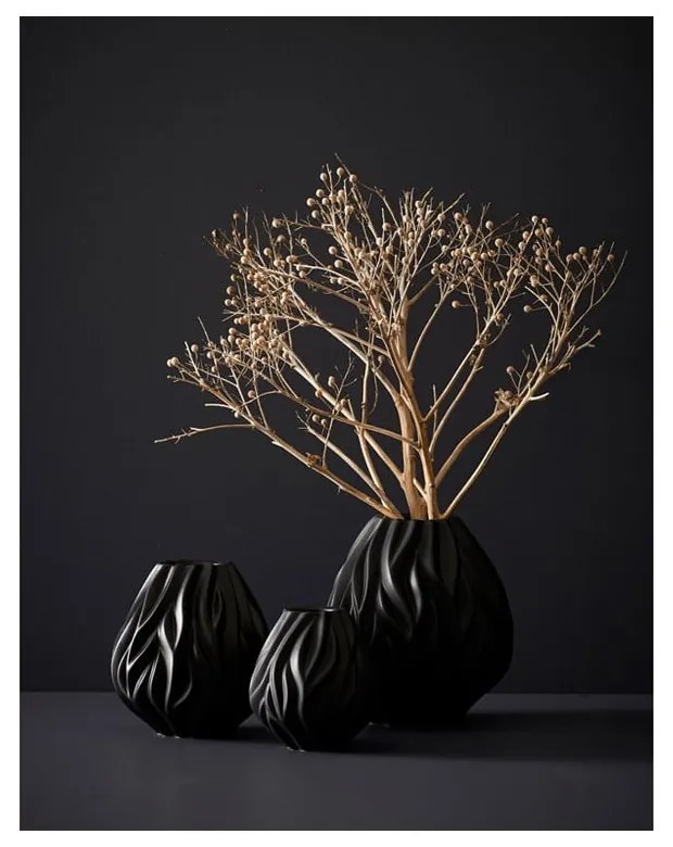 Vază din porțelan Morsø Flame, înălțime 15 cm, negru