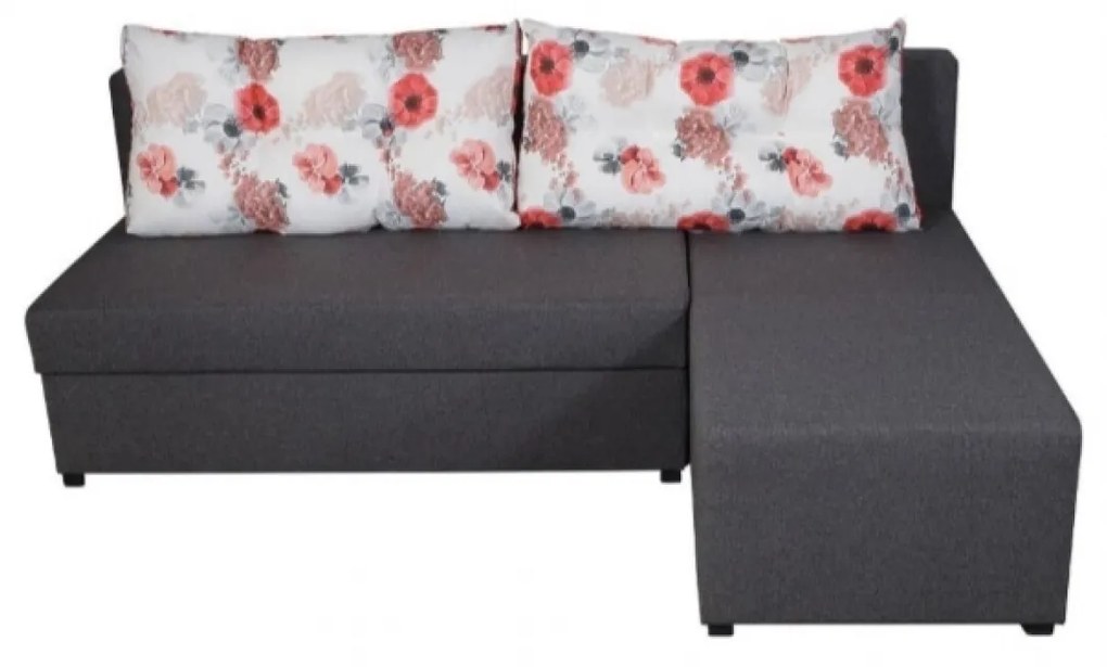 Coltar extensibil reversibil Modena Grey Roses Flower 206x145x80 cm cu lada de depozitare