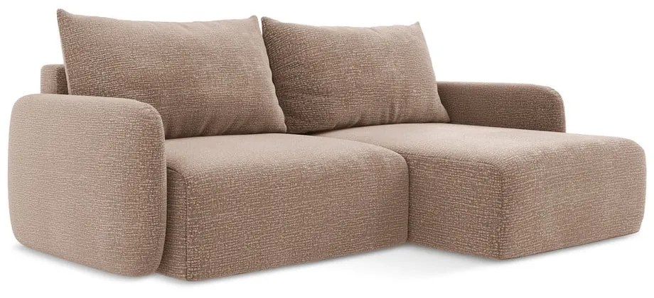 Colțar maro deschis extensibil/cu spațiu de depozitare (cu colț pe partea dreaptă) Kalena – Makamii