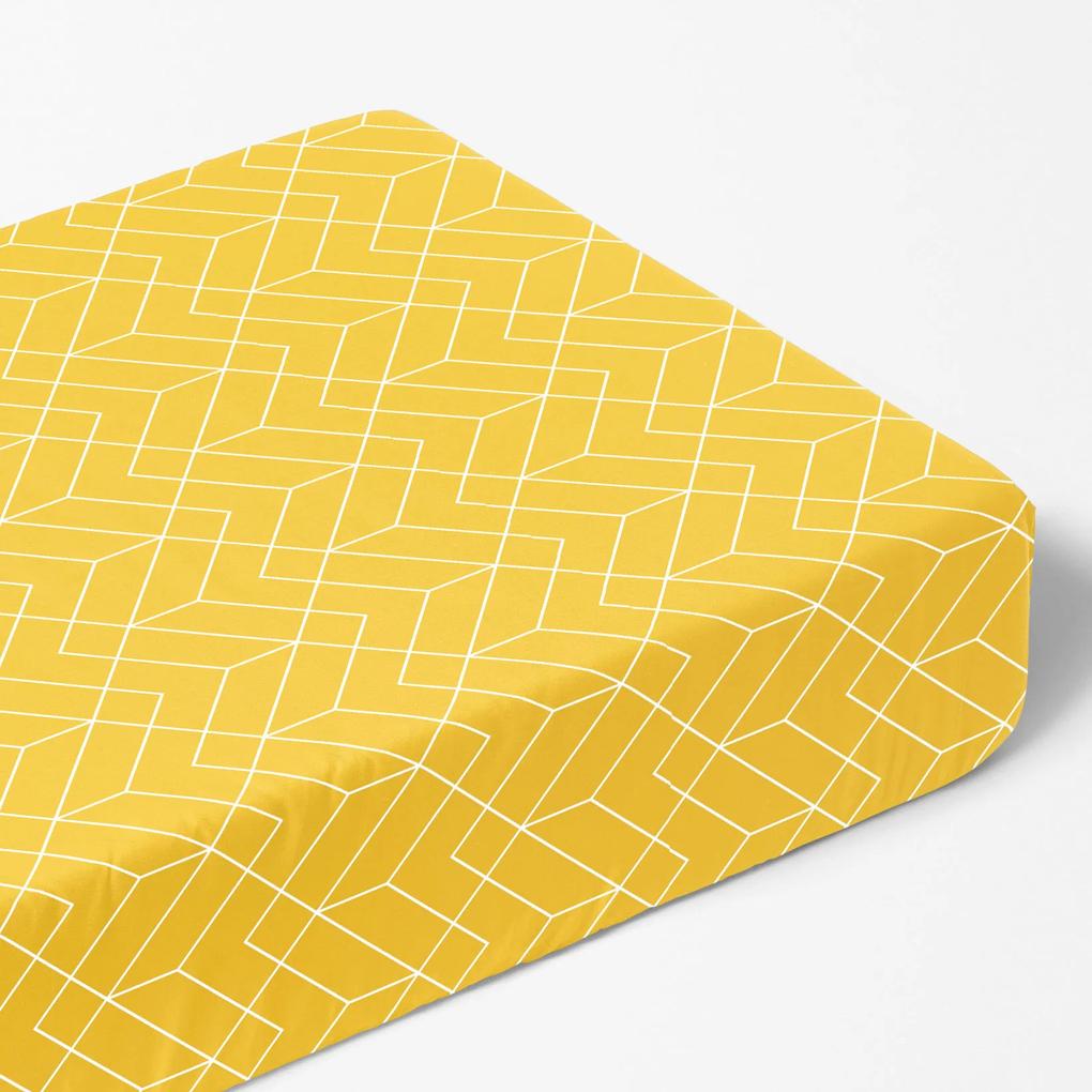 Goldea cearceaf de pat bumbac 100%  cu elastic - mozaic galben 80 x 200 cm