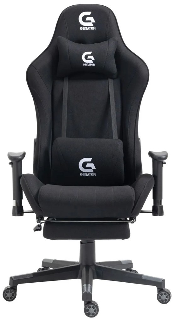 Scaun gaming cu masaj în perna lombară, suport picioare, funcție sezlong, SIG 5035, material textil, Negru,