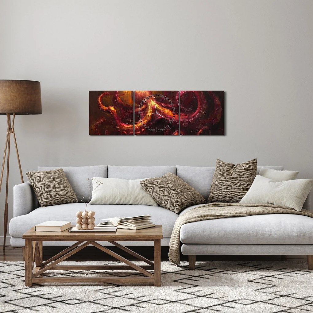 Tablou - Octopus, pictură în ulei (cu ceas) (90x30 cm)