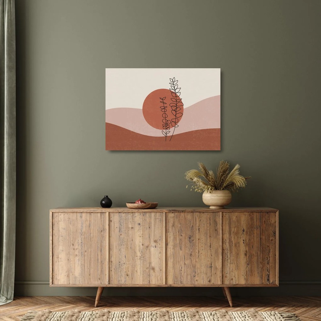 Tablou pe sticlă - Boho frunze N⁰1 (70x50 cm)