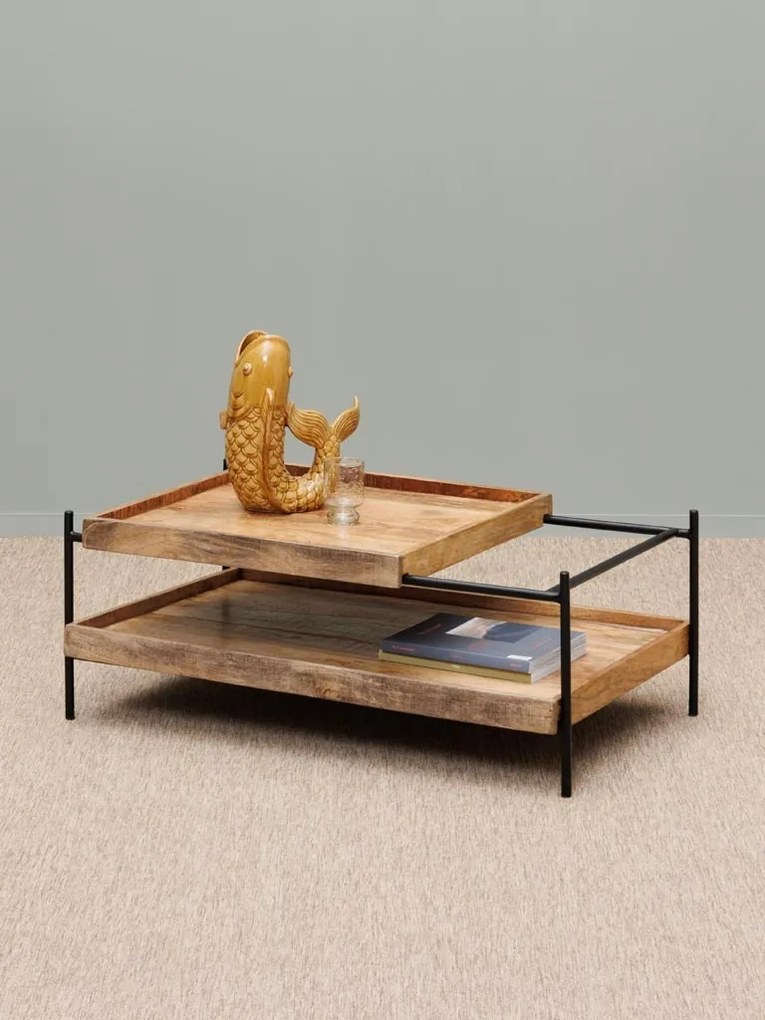 Masuta de cafea, cu blat glisant, din lemn de mango, Modular