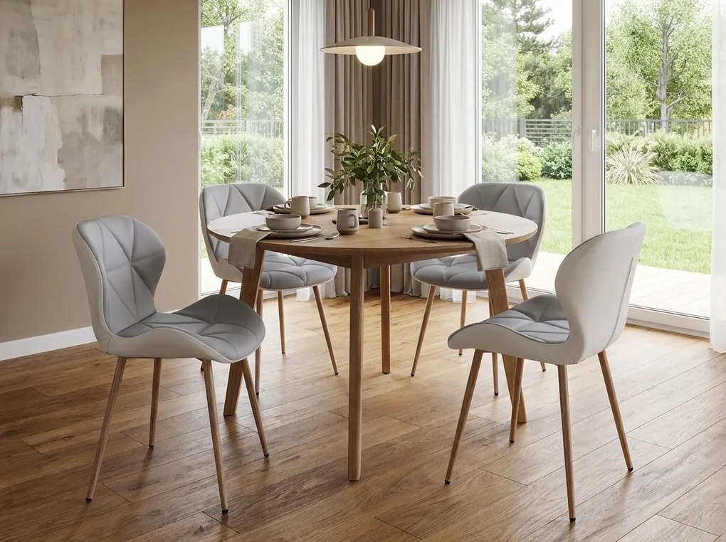 Scaun de dining MANGO din piele ecologica, gri-alb