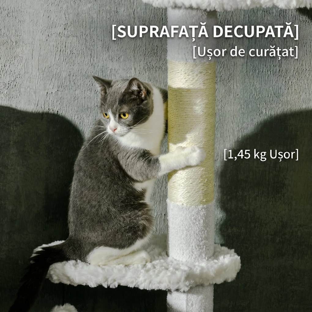 PawHut Zgârietoare Reglabilă cu Sfoară Albă | Aosom Romania