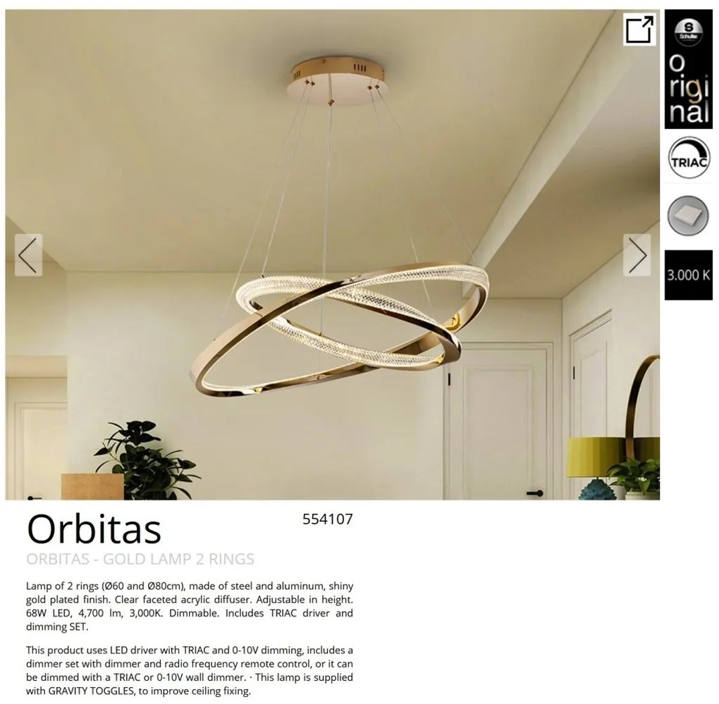 Lustra LED suspendata design circular Orbitas aurie