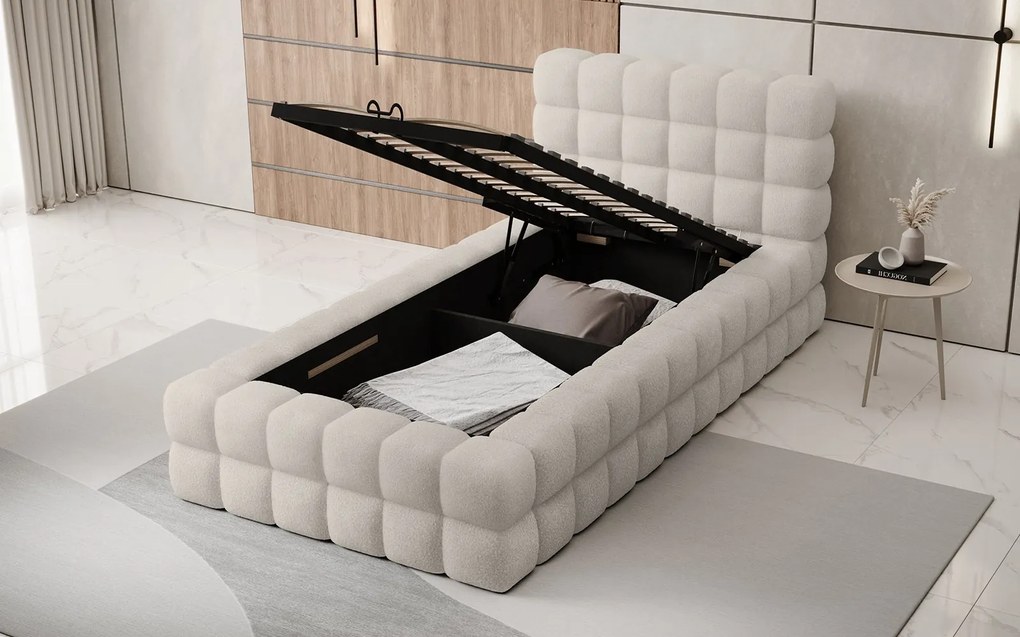 Pat lemn masiv Tapitat Tetrix Personalizabil 90x200 cm - Touch 18