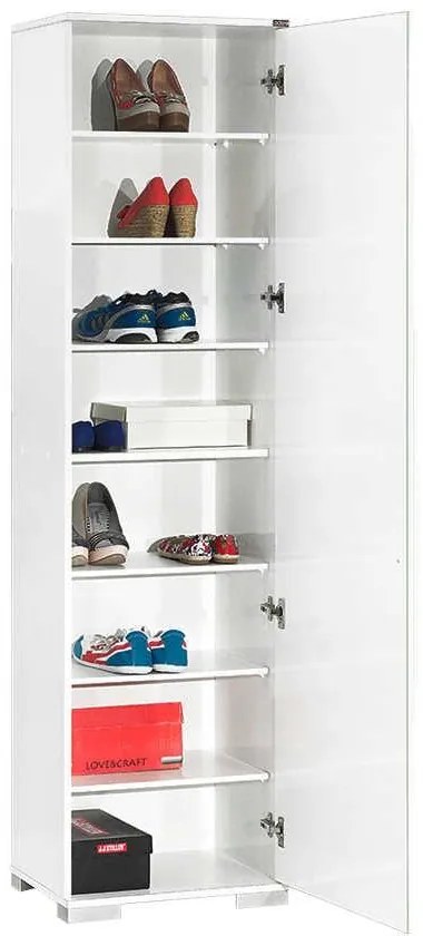 Dulap Multifunctional Adore Diamond, 8 rafturi, Usa reversibila, Alb 50 x 187 x 35 cm