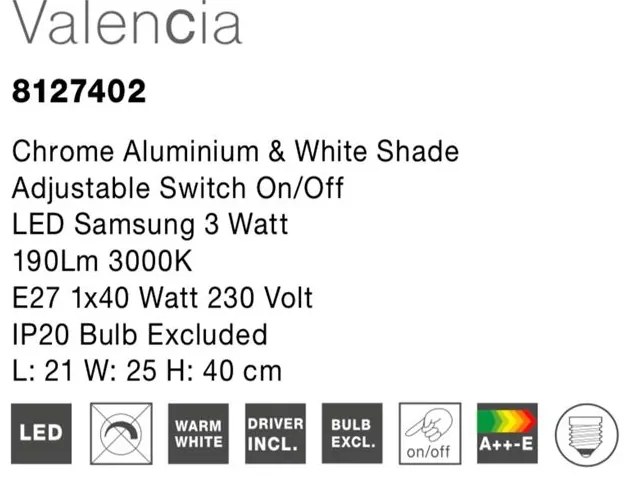Aplica perete cu reader LED design modern Valencia NVL-8127402