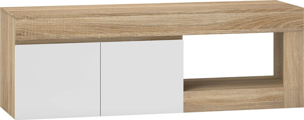 HOMCOM Dulap pentru TV de 60" cu Dulăpior, 2 Uși și Raft Deschis, Mobilier TV din Lemn, 140x40x48 cm, Lemn Natural | Aosom Romania