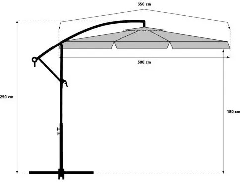 Umbrela de soare pliabila de gradina gri, LEVI 300 cm + ambalare gratuită