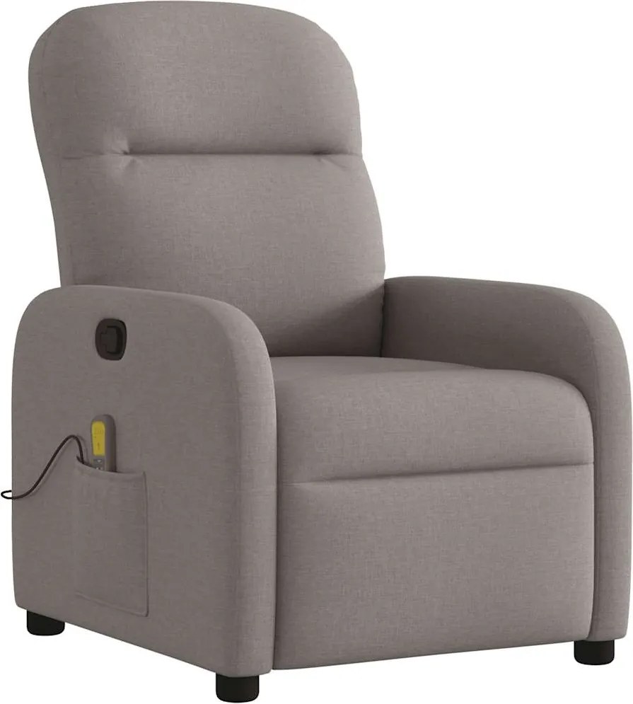 vidaXL Fotoliu de masaj rabatabil, gri taupe, material textil