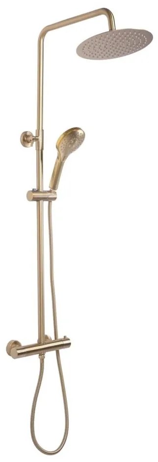 REA-P6602 - Set de duș VINCENT cu baterie termostatică, finisaj auriu periat