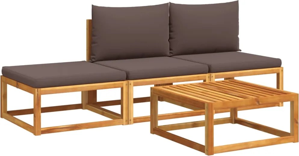 vidaXL Set canapele de grădină cu 4 piese, lemn de acacia și frânghie