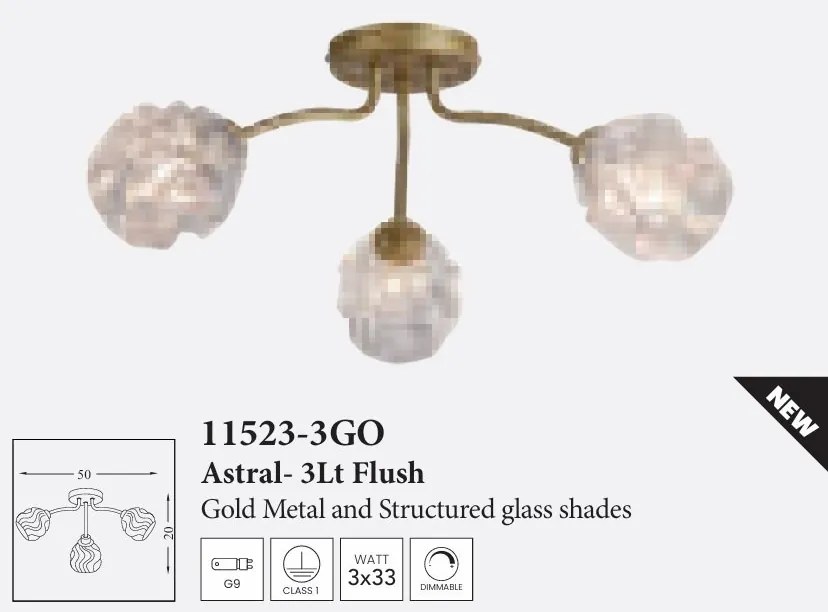 Lustra aplicata 3 becuri metal auriu Astral