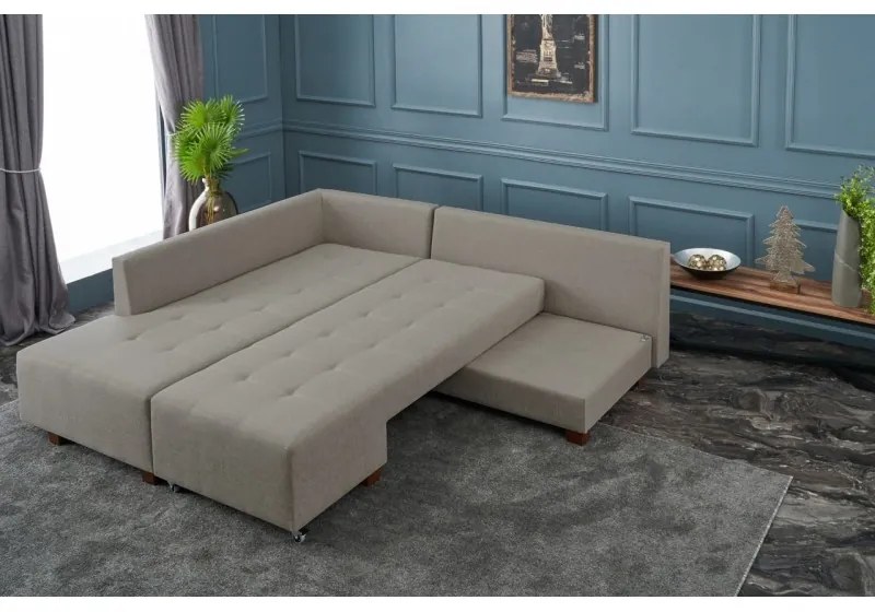 Canapea Tip Coltar Extensibil Manama Corner Sofa Bed Left - Cream