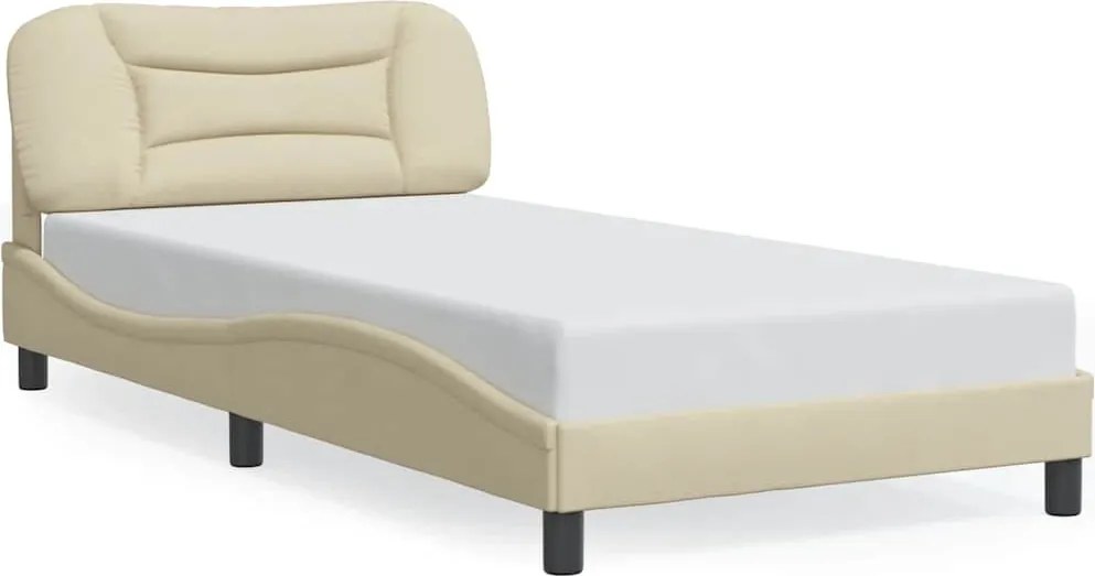 vidaXL Cadru de pat fără saltea, Hvar, crem, 100x200 cm, textil