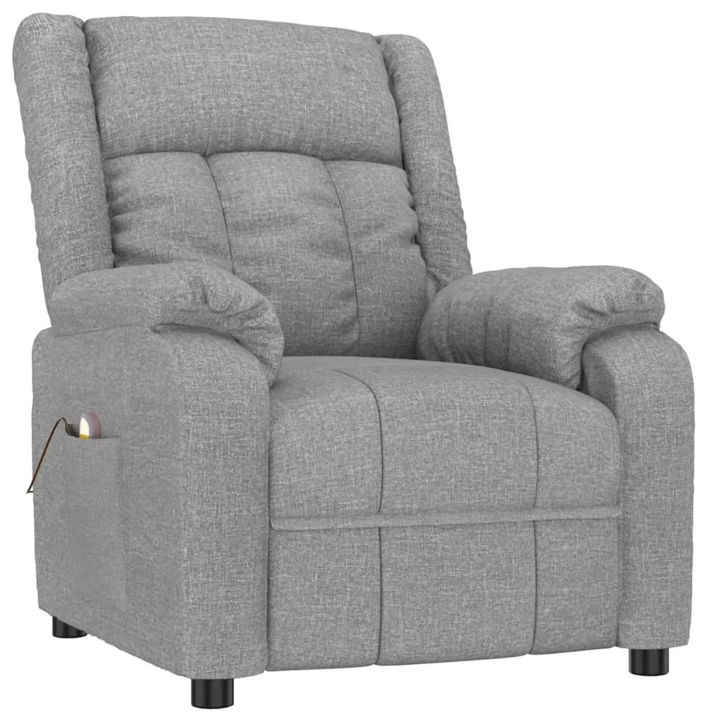 348120 vidaXL Fotoliu de masaj, gri deschis, material textil