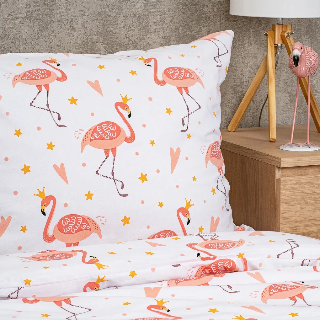 Lenjerie de pat din bumbac pentru copii4Home Flamingo, 140 x 200 cm, 70 x 90 cm