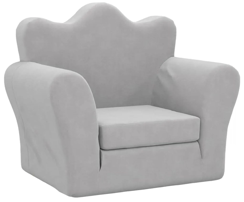 341870 vidaXL Canapea extensibilă pentru copii, gri deschis, pluș moale