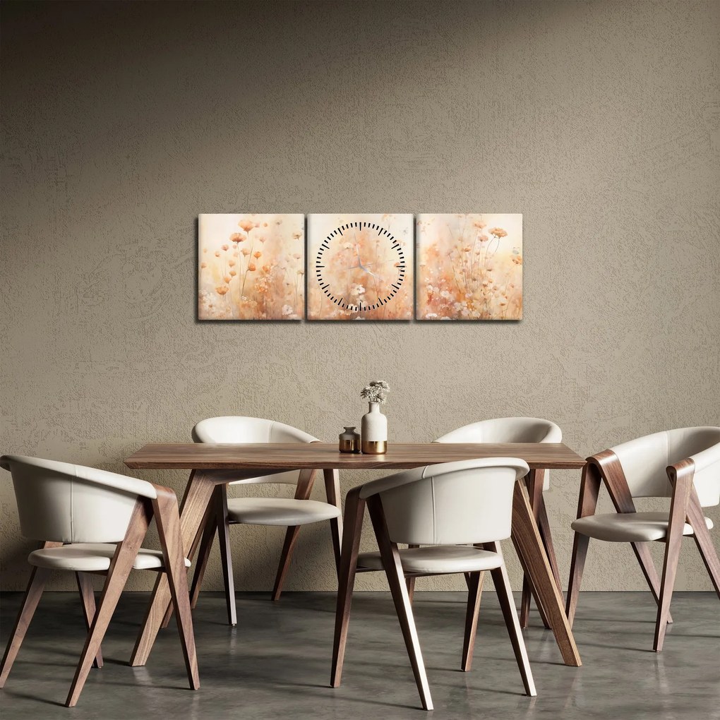 Tablou - Model de flori sălbatice (cu ceas) (90x30 cm)