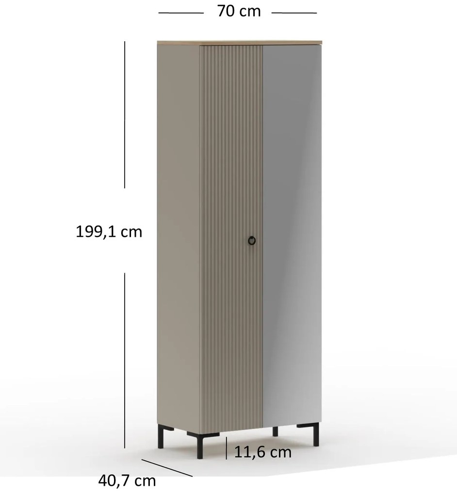Dulap de haine Demandaron 4 (taupe + stejar silverjack) (cu oglindă). 1116817