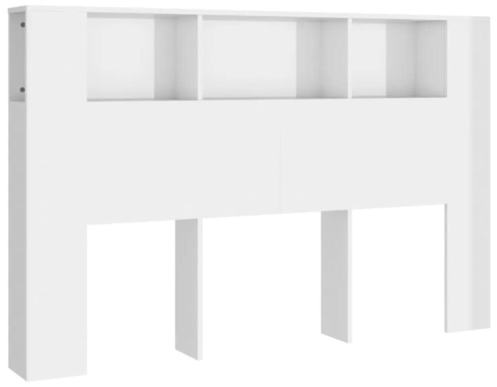 Tăblie de pat cu dulap, alb extralucios, 160x18,5x104,5 cm