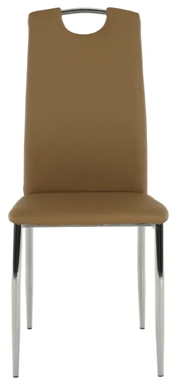 Scaun dining, piele ecologică bej/crom, ERVINA