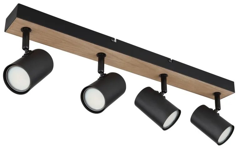 Plafoniera 4L design industrial Robby negru, maro