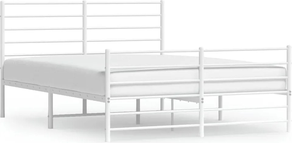vidaXL Cadru de pat metalic cu tăblie, alb, 120x190 cm