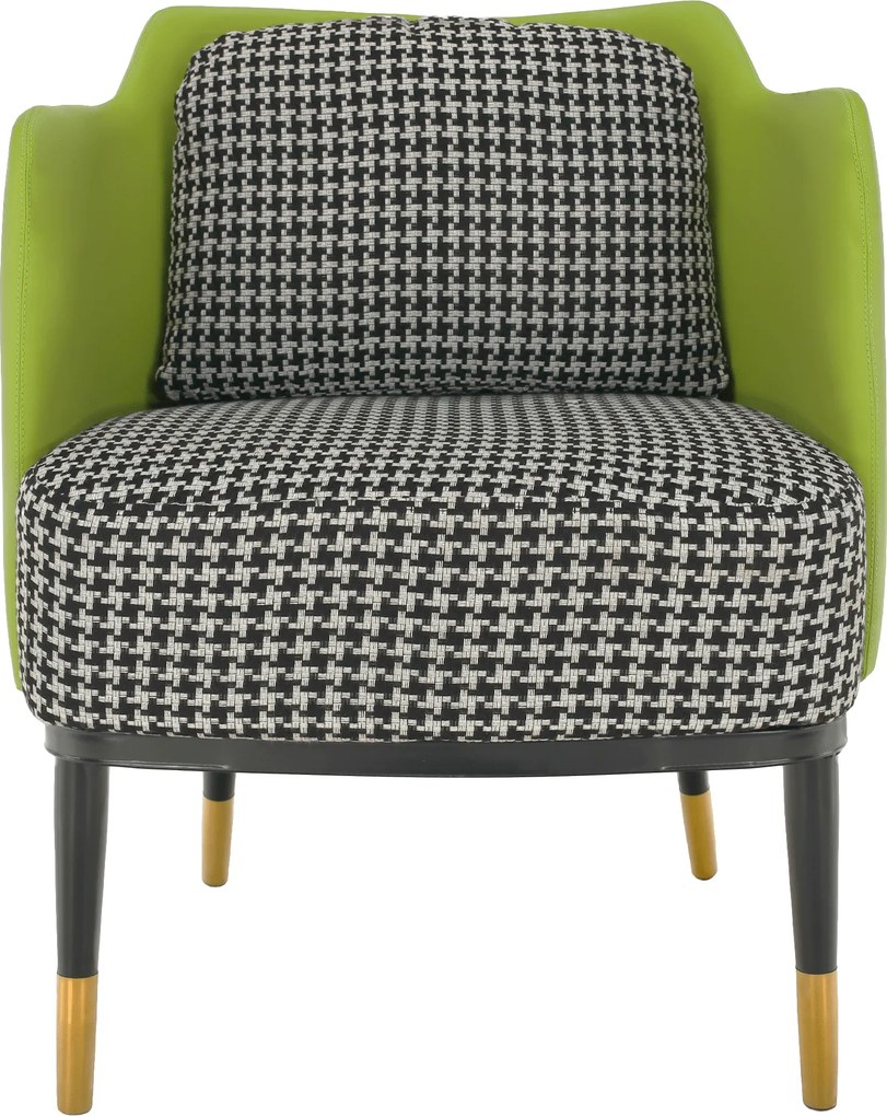 Fotoliu design, model alb-negru/ piele ecologică verde, EMREN